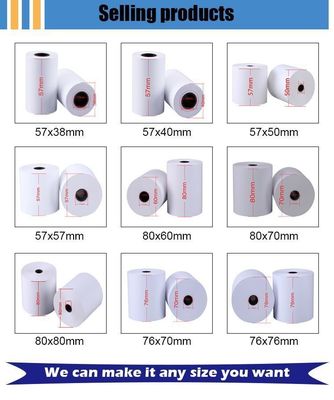 Impresión offset Papel de recibo térmico compatible 80*80mm 57*40mm para papel de escritura