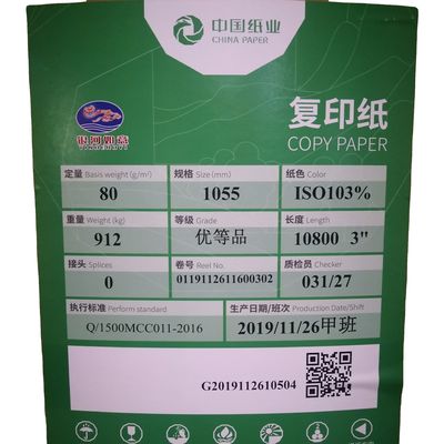 Papel de copia a prueba de humedad Jumbo Roll de 70 a 80 gramos para impresión offset y tamaño A4