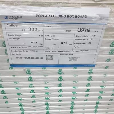 Revestimiento de una sola cara 250g300g Pulpa Químico-Mecánica Cartón plegable para tarjeta postal
